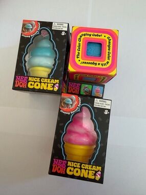 Nice Cream Cone Squishy Toy by NEE DOH - Pink & Blue